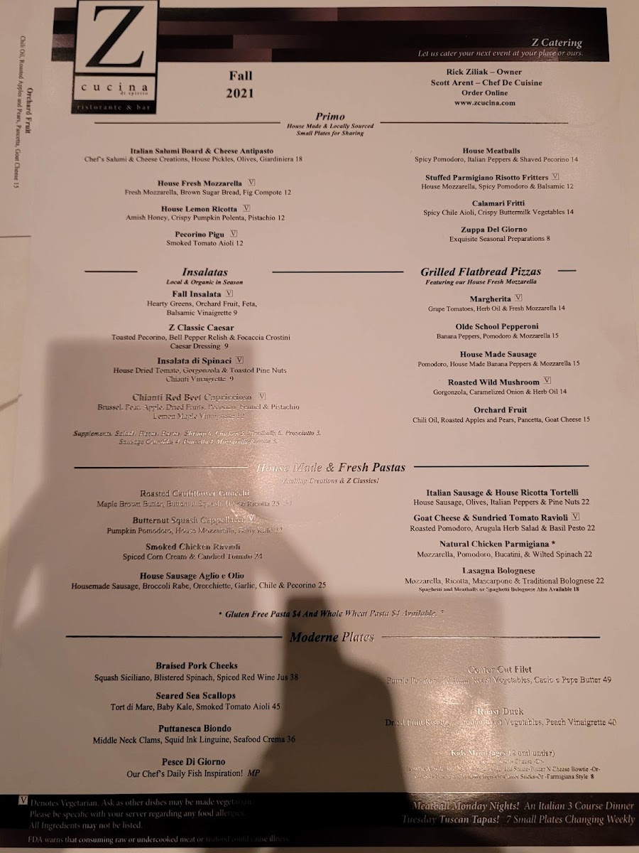 Menu Z Cucina Di Spirito Dublin-2