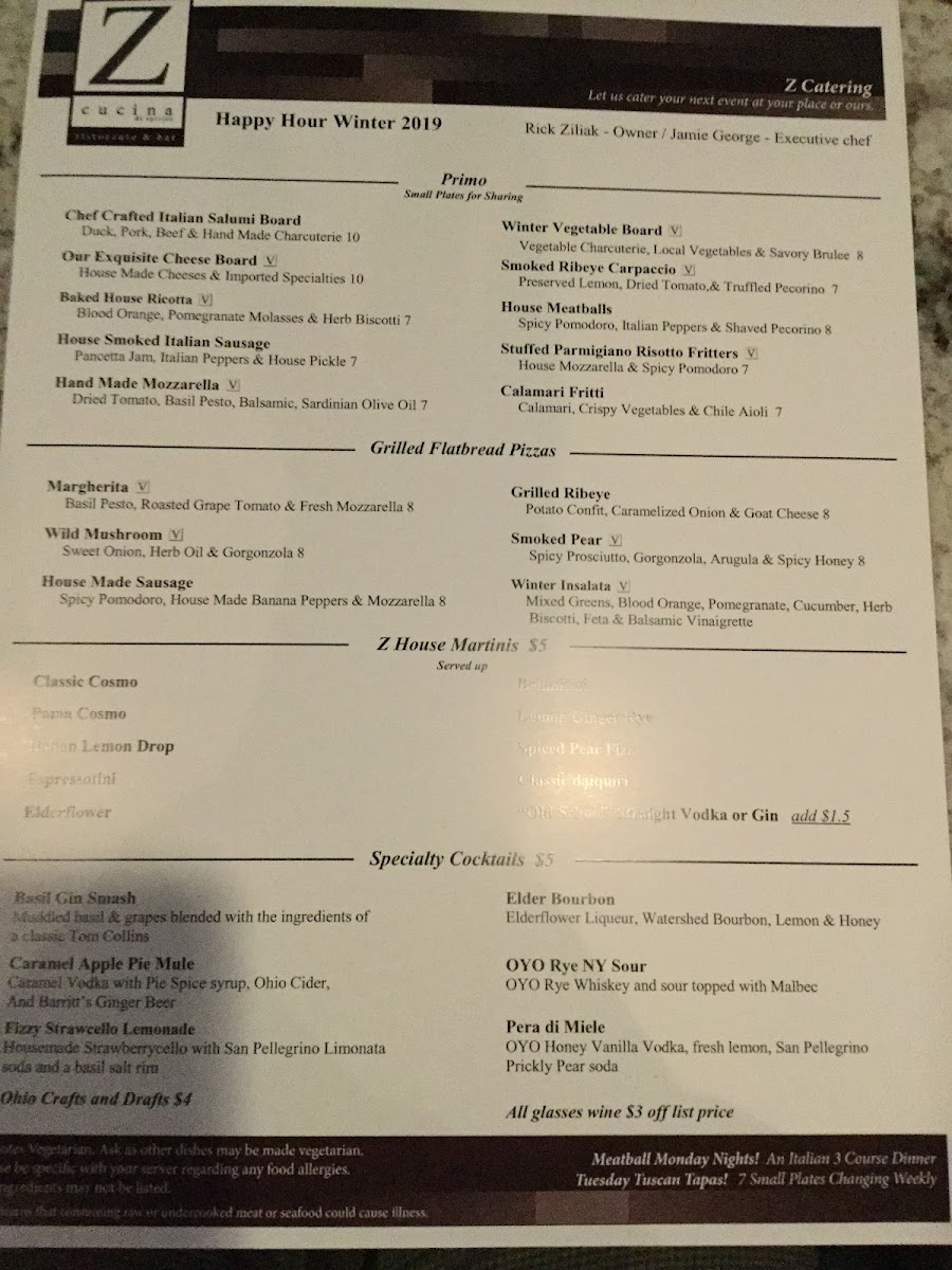 Menu Z Cucina Di Spirito Dublin-4